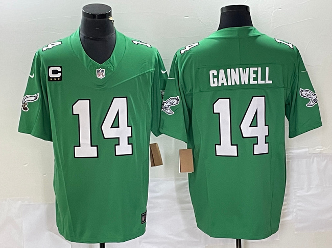Men's Philadelphia Eagles #14 Kenneth Gainwell Green 2023 F.U.S.E. With C Patch Vapor Untouchable Stitched Football Jersey
